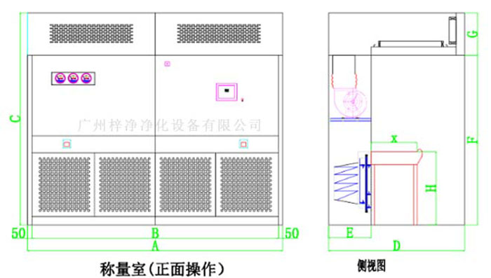 負壓稱量罩設計方案示意圖